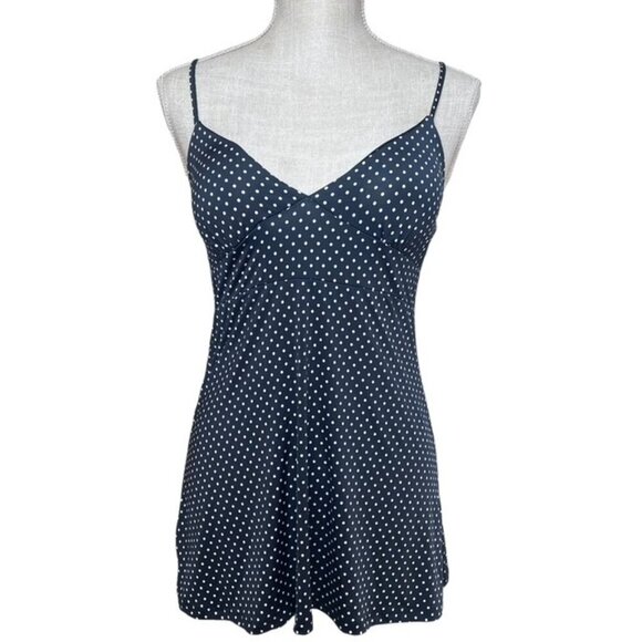 WET SEAL Black Polka Dot Spaghetti Strap Camisole with Built-In Bra - Size Large - Picture 2 of 6